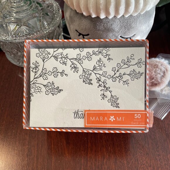 Mara-Mi Black & White Floral Thank You Cards, 50 count - NIB - Picture 2 of 3